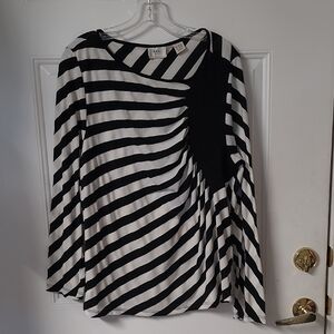 Alfani Monochrome Striped Long Sleeve Top
